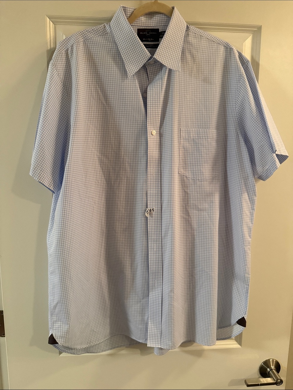 Black Brown 1826 Light Blue Micro-Gingham Short-Sleeve Button-Down Shirt